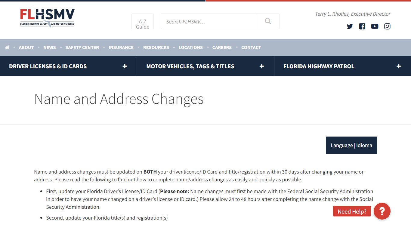 Name and Address Changes - Florida Department of Highway Safety and ...